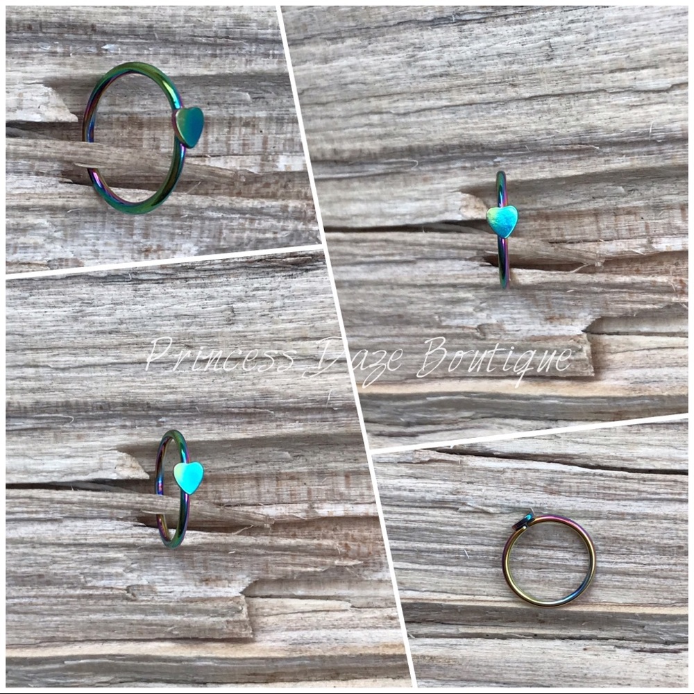 Rainbow Heart Nose Hoop